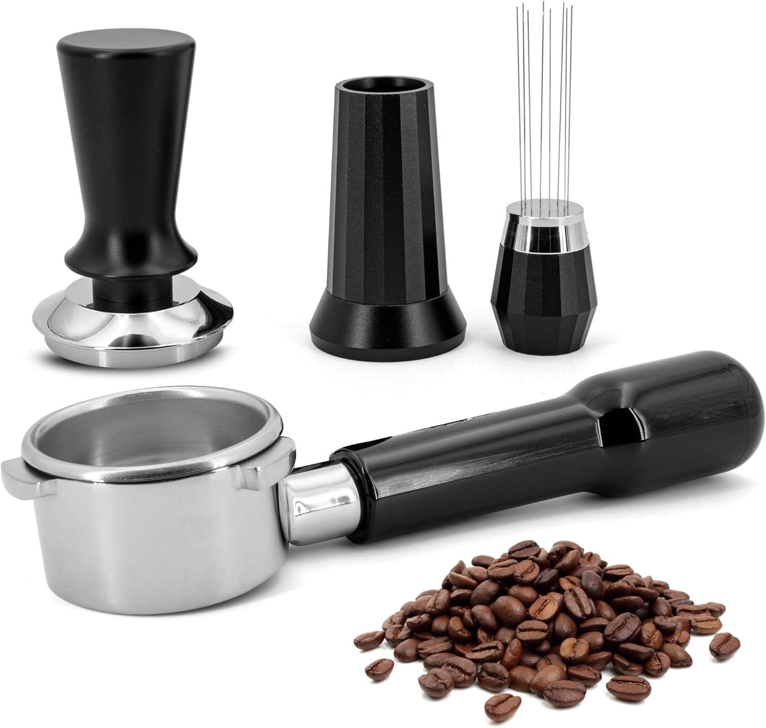 54mm Portafilter Espresso Kit Set - Fits Breville Bambino, Express, Touch Stainless Steel & Aluminum Alloy WDT Tool & Precision Tamper with Spring - Combo Accessories for Coffee Tamping Station