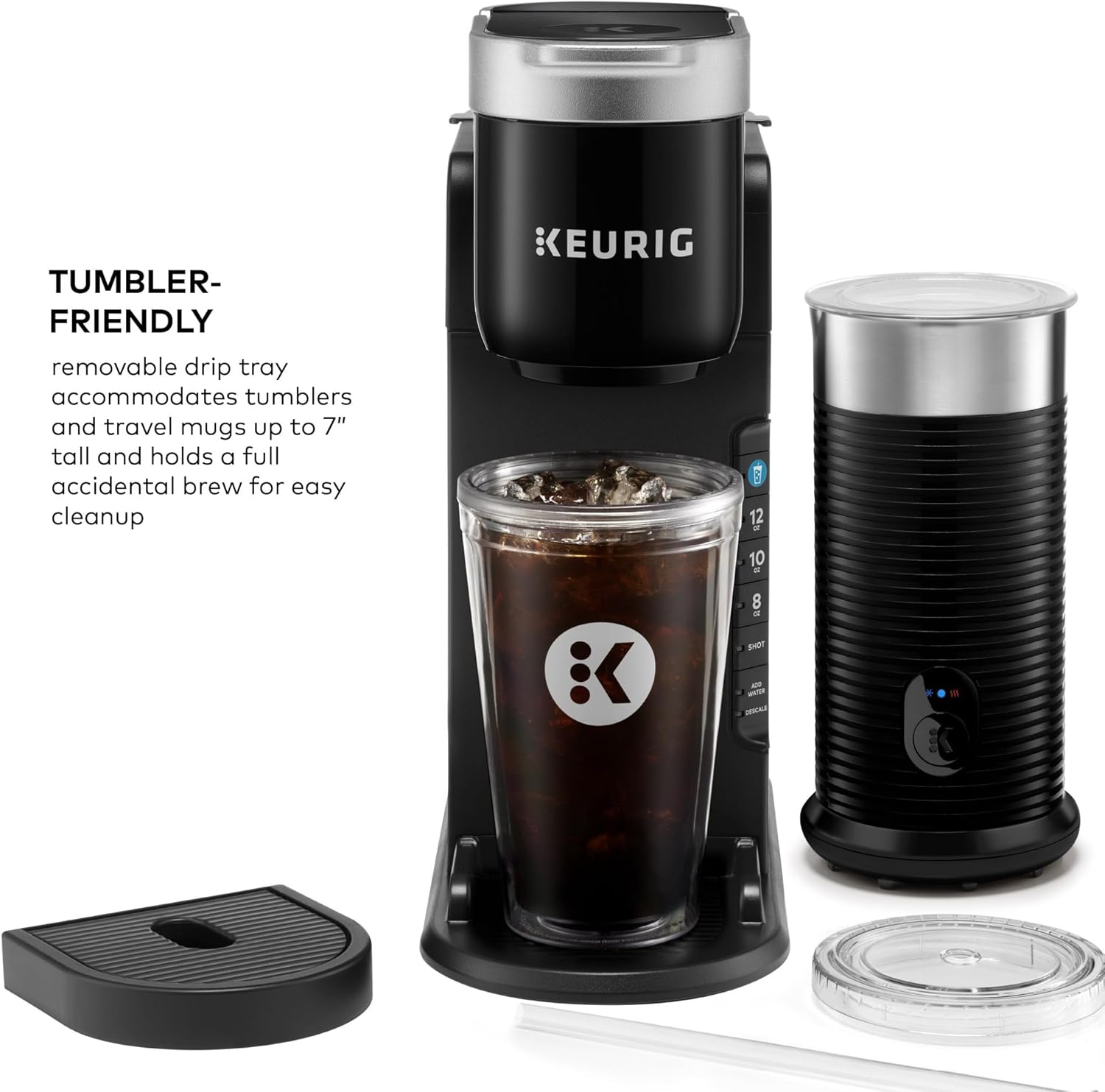 Single Serve Coffee Maker with Milk Frother, Black O1465