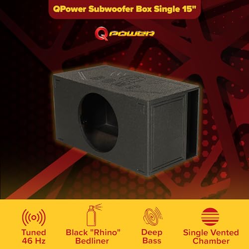 15 Inch Ported Car Subwoofer Sub Box Enclosure, Single Vented Chamber, Black A5882