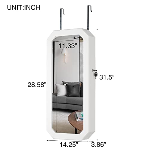 Octagon Wall Mounted Mirror Cabinet with Jewelry Storage B574