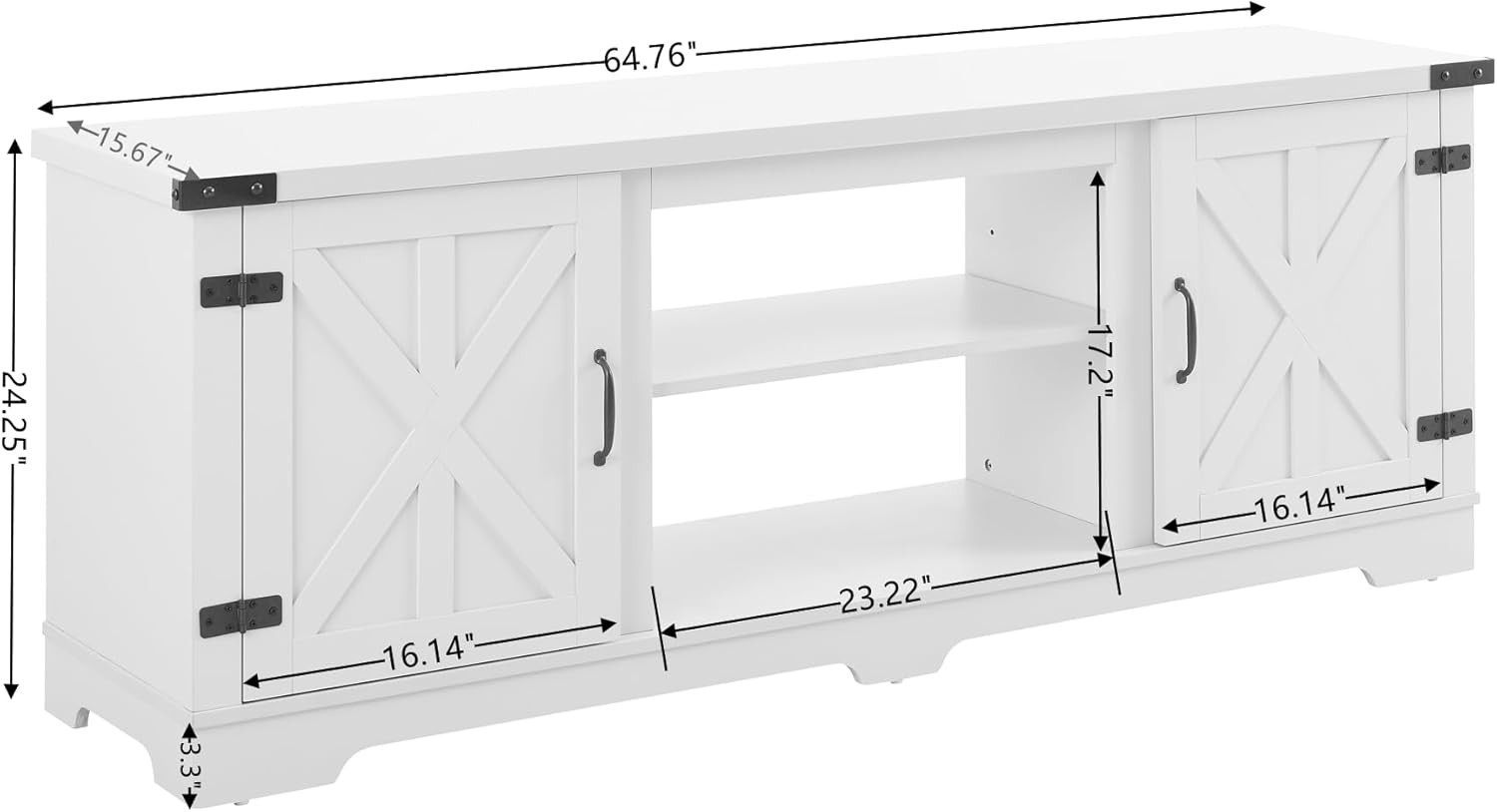 Farmhouse TV Media Stand with Open Shelves and Cabinets for TVs Up to 70 Inches F56676