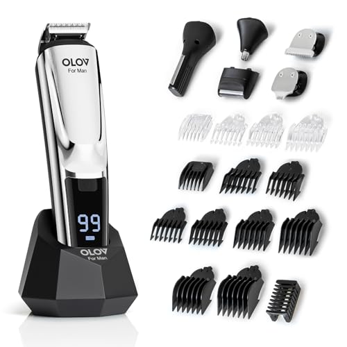 Beard Trimmer, 21 Piece All-in-One Mens Grooming Kit and Hair Clipper, Nose, Ear,Body and Face, Electric Razor with USB Recharge Dock