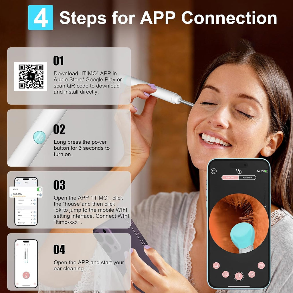 Ear Wax Removal Tool with 1080P HD Camera and 12 Replacement Tips A22729