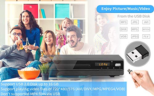 DVD Player for TV with HDMI and RCA Cable, 1080p Up-Convert, USB 2.0 R59826