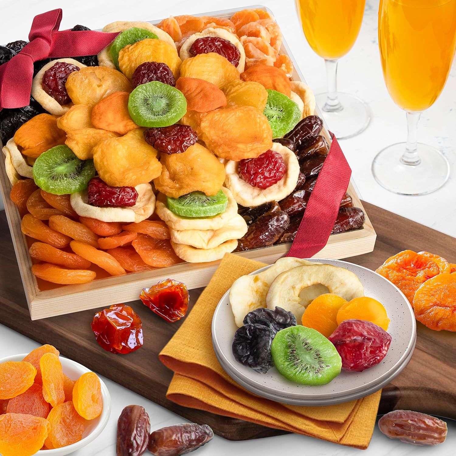 Dried Fruit Deluxe Tray Basket Arrangement for Holiday Birthday G8681