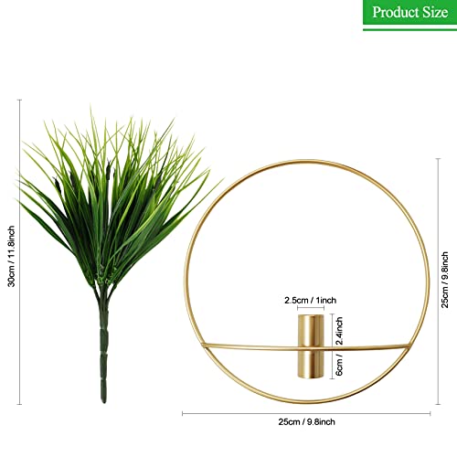 Set of 2 Artificial Plants with Gold Metal Hanging Hoop for Wall Decor L338100