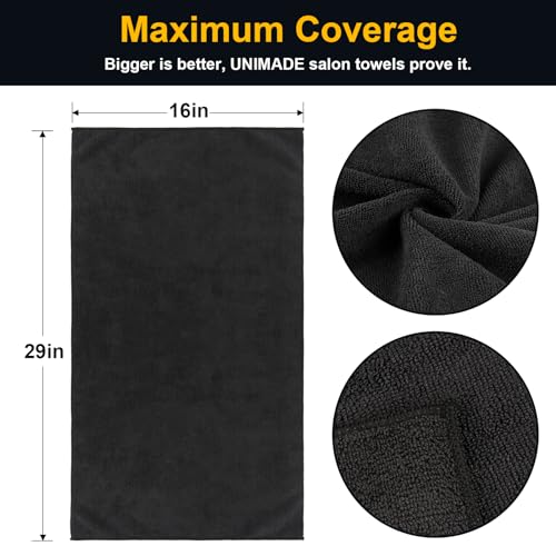 Microfiber Salon Towels 24 Pack, Fast Drying, 16x29 Inches, Black D236
