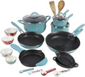 The Pioneer Woman Frontier Speckle 24-Piece Aluminum Cookware Combo Set, Turquoise Sky Blue United States