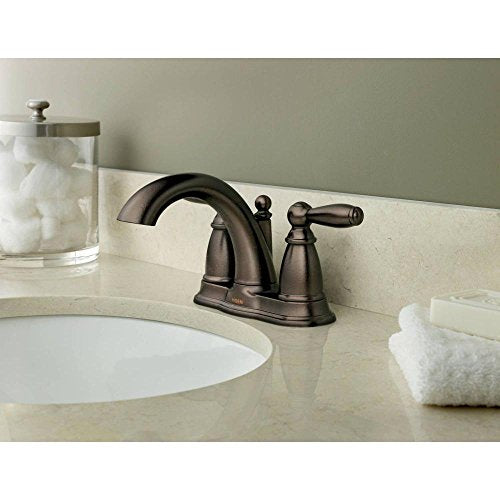Two-Handle Low Arc Centerset Bathroom Faucet with Drain Assembly I85333