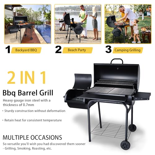 Charcoal Grill Offset Smoker with 770 Sq.In. Cooking Space A821
