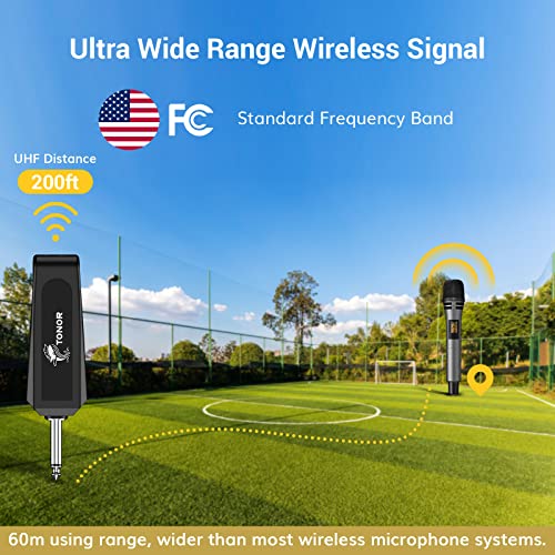 Wireless Microphone System, UHF Dual Karaoke Mic with Rechargeable Receiver A423
