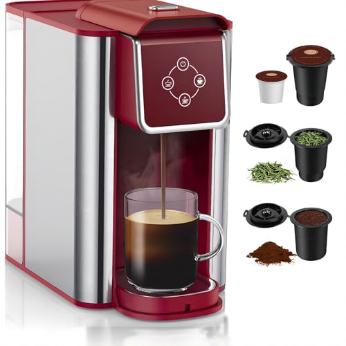 SIFENE Single Serve Coffee Machine, 3 in 1 Pod Coffee Maker For K-Pod Capsule, Ground Coffee Brewer, Leaf Tea Maker, 6 to 10 Ounce Cup, Removable 50 Oz Water Reservoir, White