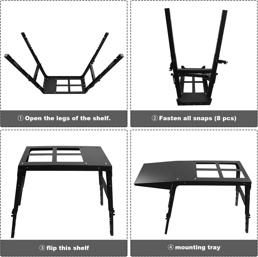 Portable Griddle Stand for Table Top Grill, Outdoor Camping Cooking Station with Side Shelf R5689