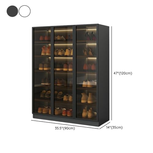 Shoe Cabinet with Glass Doors and Sensor Light, 6-Tier Freestanding Shoe Rack Storage Organizer T33337