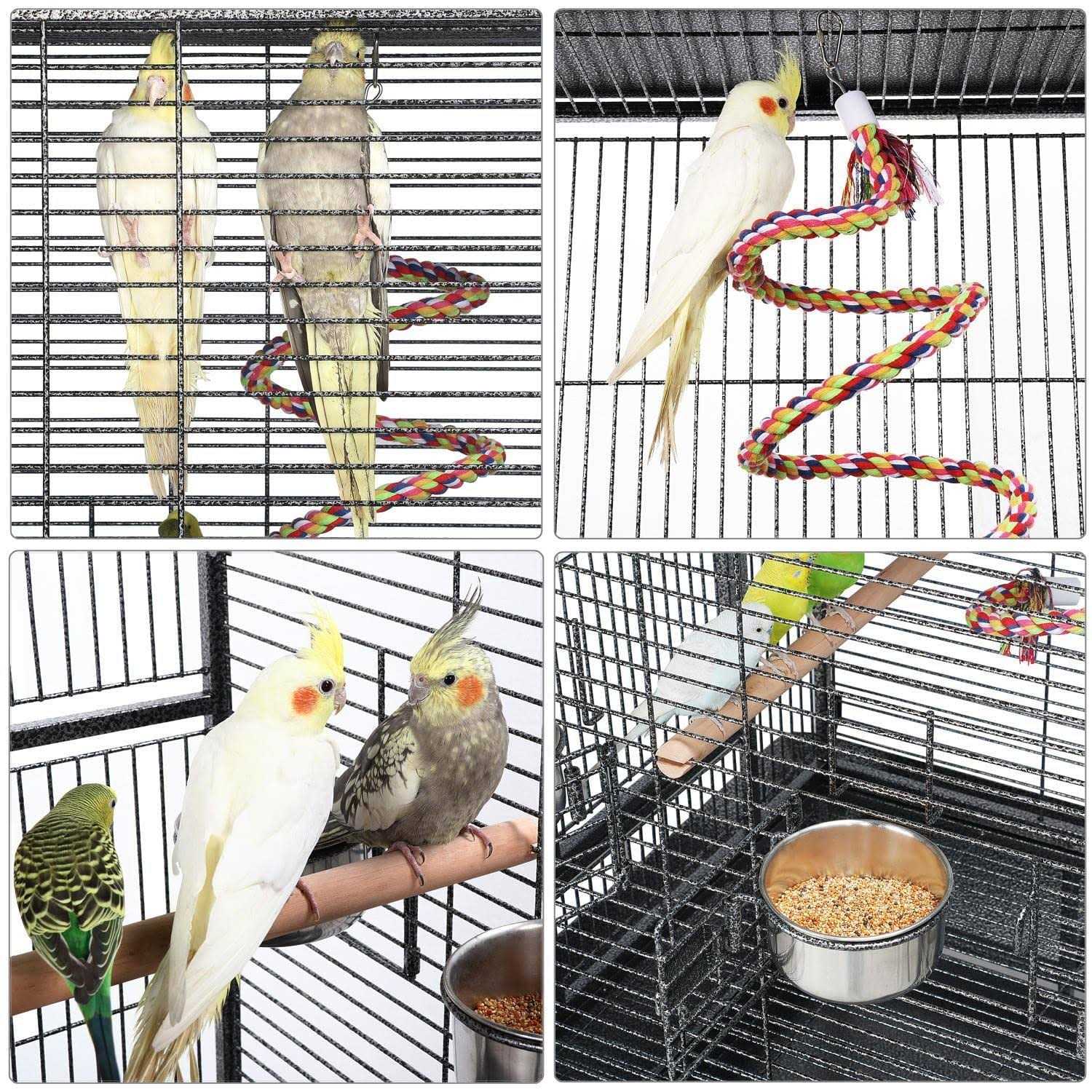 Wrought Iron Rolling Large Parrot Bird Cage for African Grey Small Quaker R879849