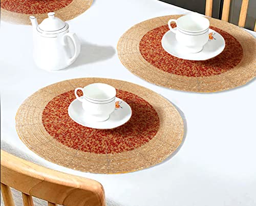 Farmhouse Beaded Placemats 13 Inch Round Set of 4 - Gold D609