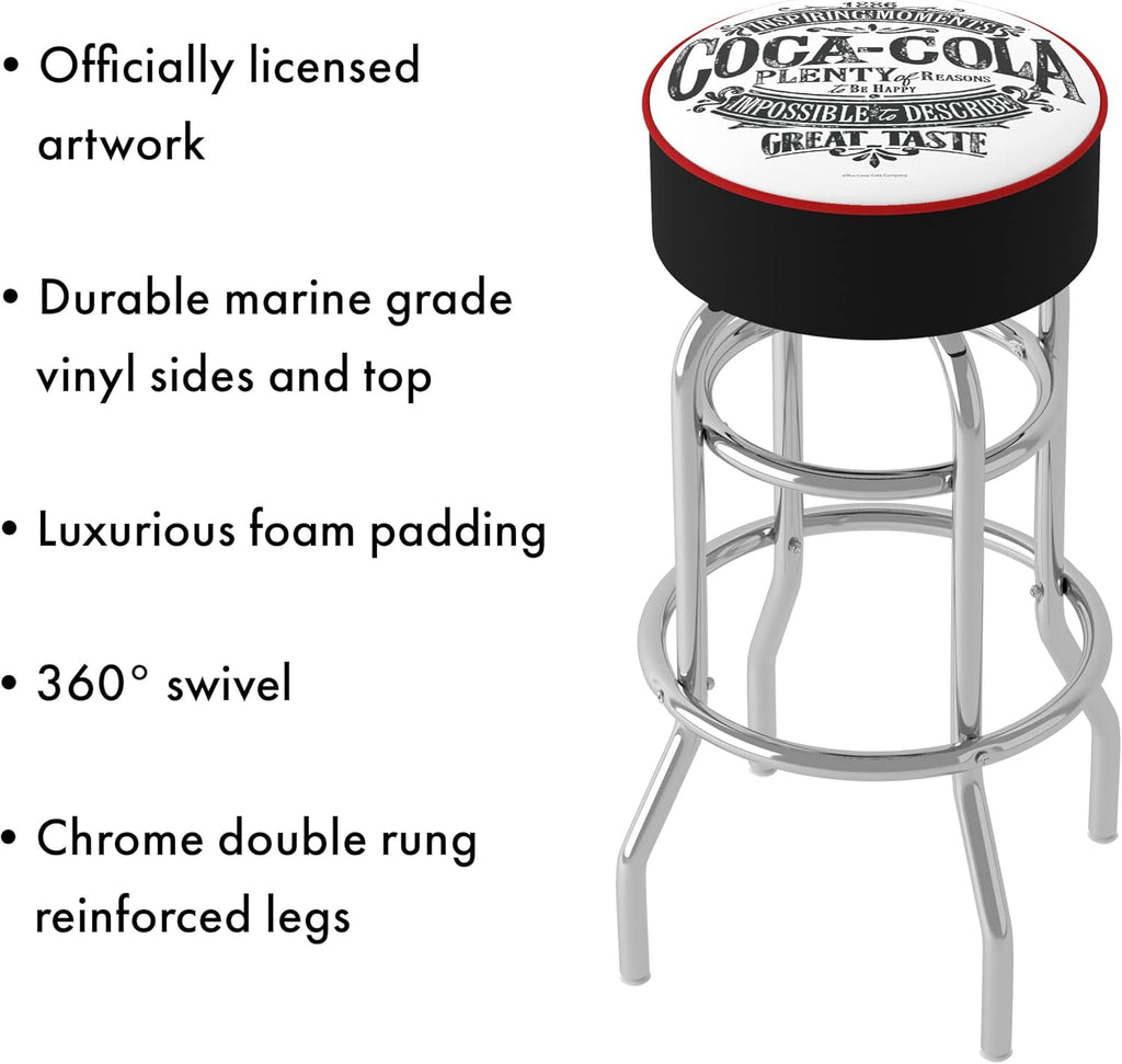 Vintage Bar Stool with Foam Padded Seat, Swivel Chair for Game Room P703