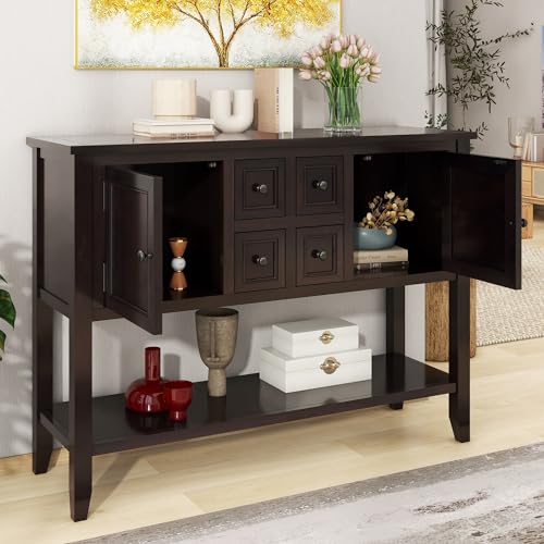 Farmhouse Sideboard Buffet Cabinet with Storage Drawers and Bottom Shelf Y384