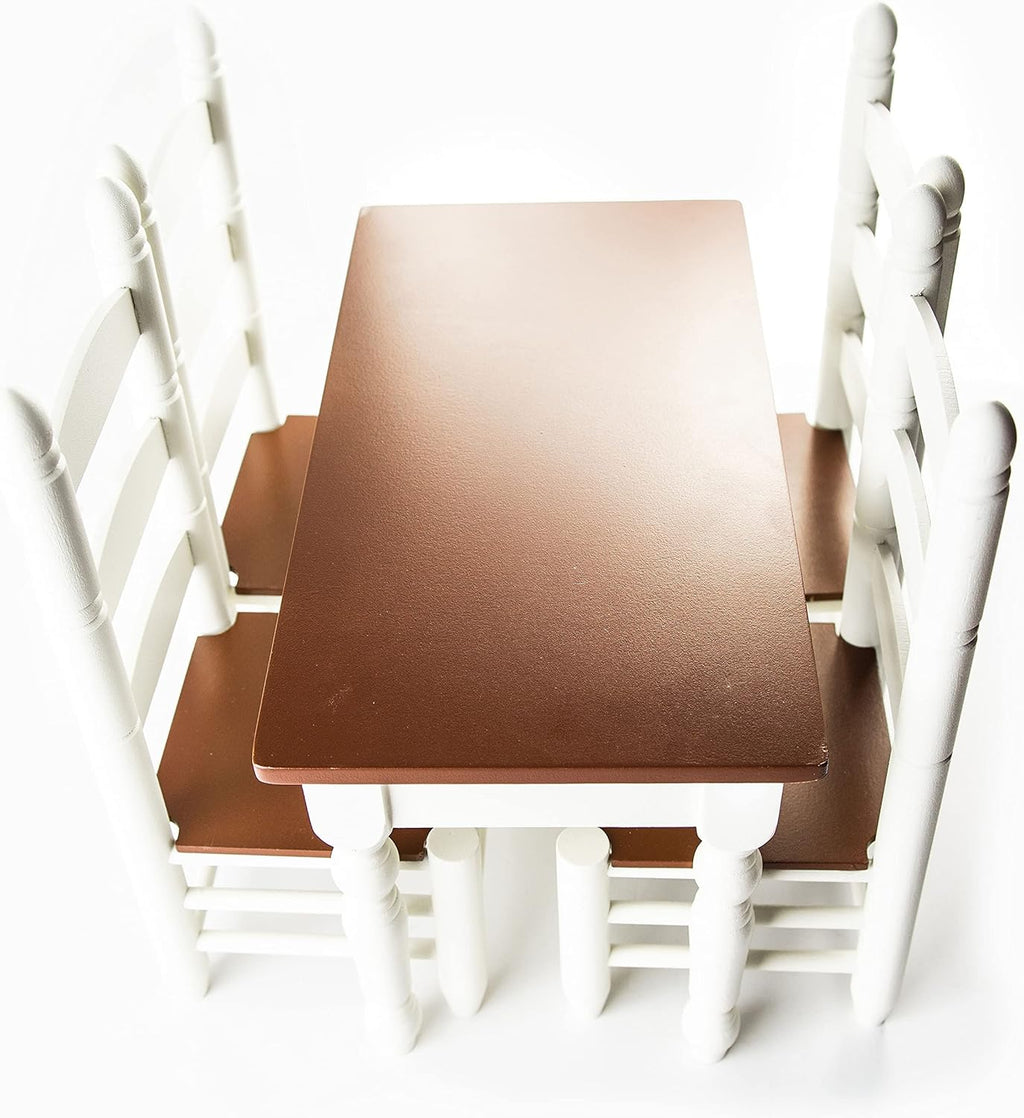 18 Inch Doll Furniture Wooden Kitchen Table and Two Chairs C4899
