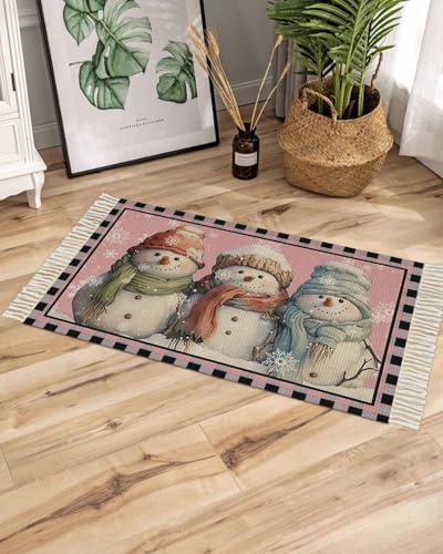 Christmas Blush Pink Large Area Rug 4x6ft Washable Living Room Carpet O2825