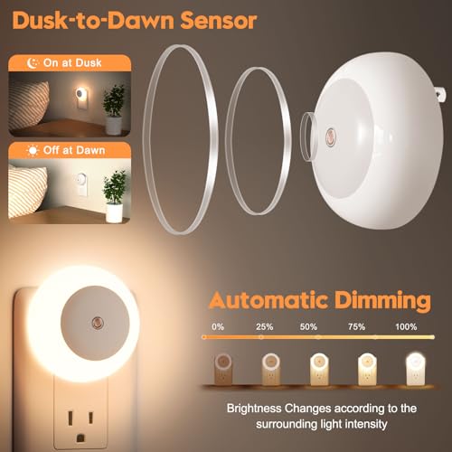 Amber LED Night Light Plug into Wall, Dusk to Dawn Sensor, 2 Pack I155295