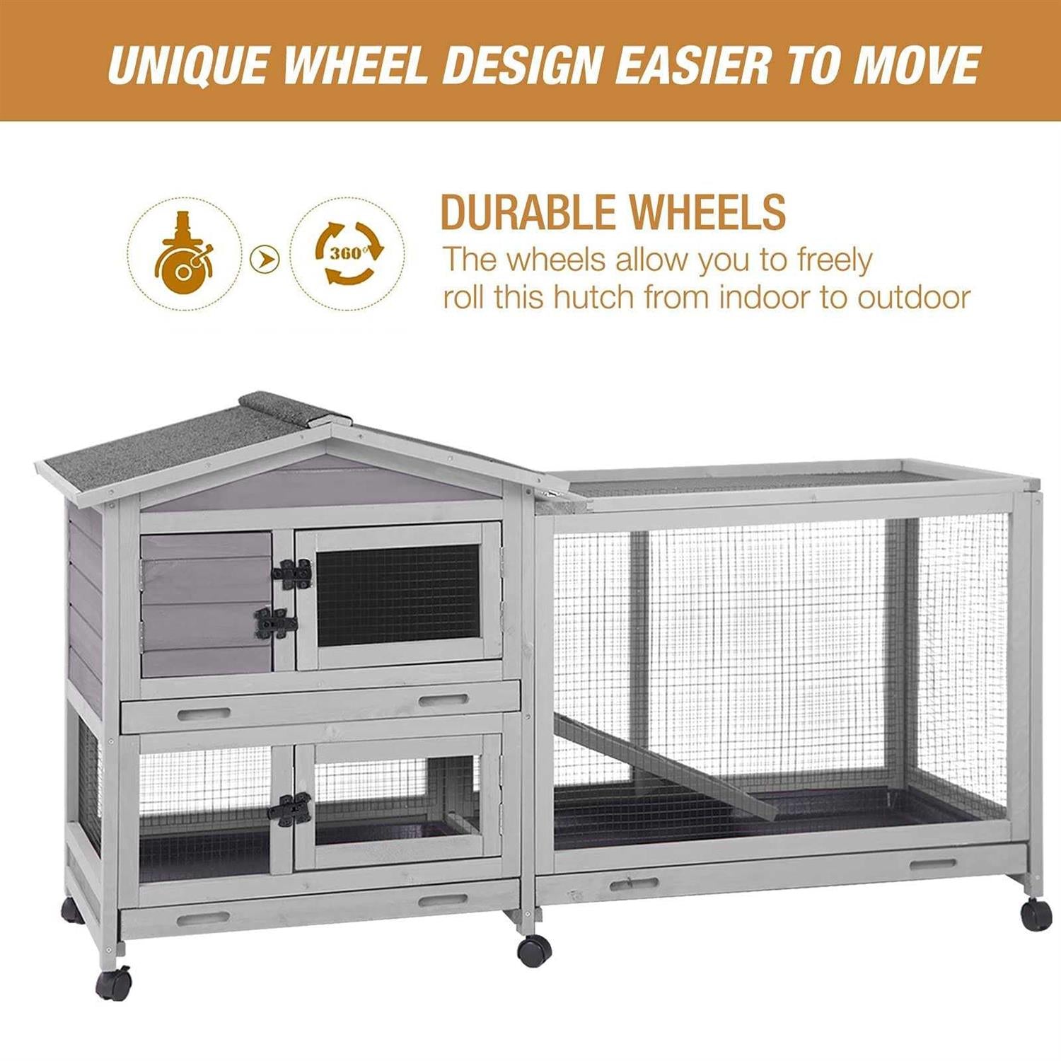 Rabbit Hutch with Waterproof Roof and Pull Out Tray P3186