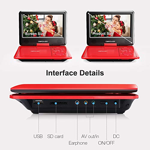 Portable DVD Player with 9" Swivel Screen and Rechargeable Battery Z96697