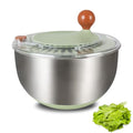 Stainless Steel Salad Spinner, Lettuce Spinner with Drain, Non-Slip Base & Stop Button, Large Vegetable Dryer, BPA Free, 5.3 Qt