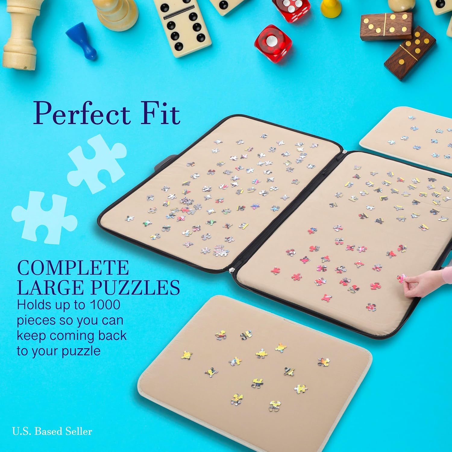 Portable Puzzle Table with Organizer Trays and Mat N491197