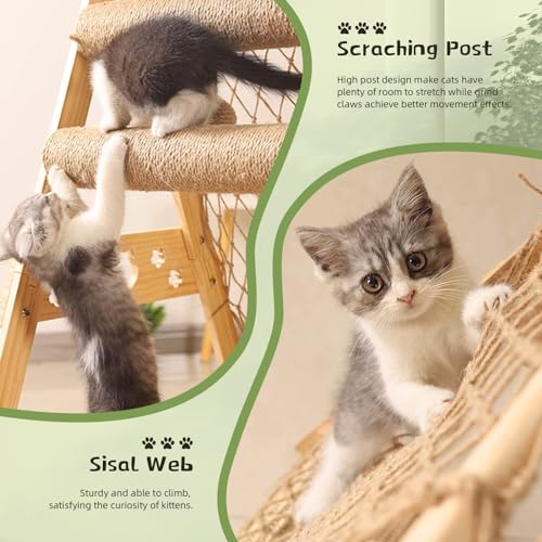 Cat Tower for Indoor Cats with Hammock and Scratching Post Y7643
