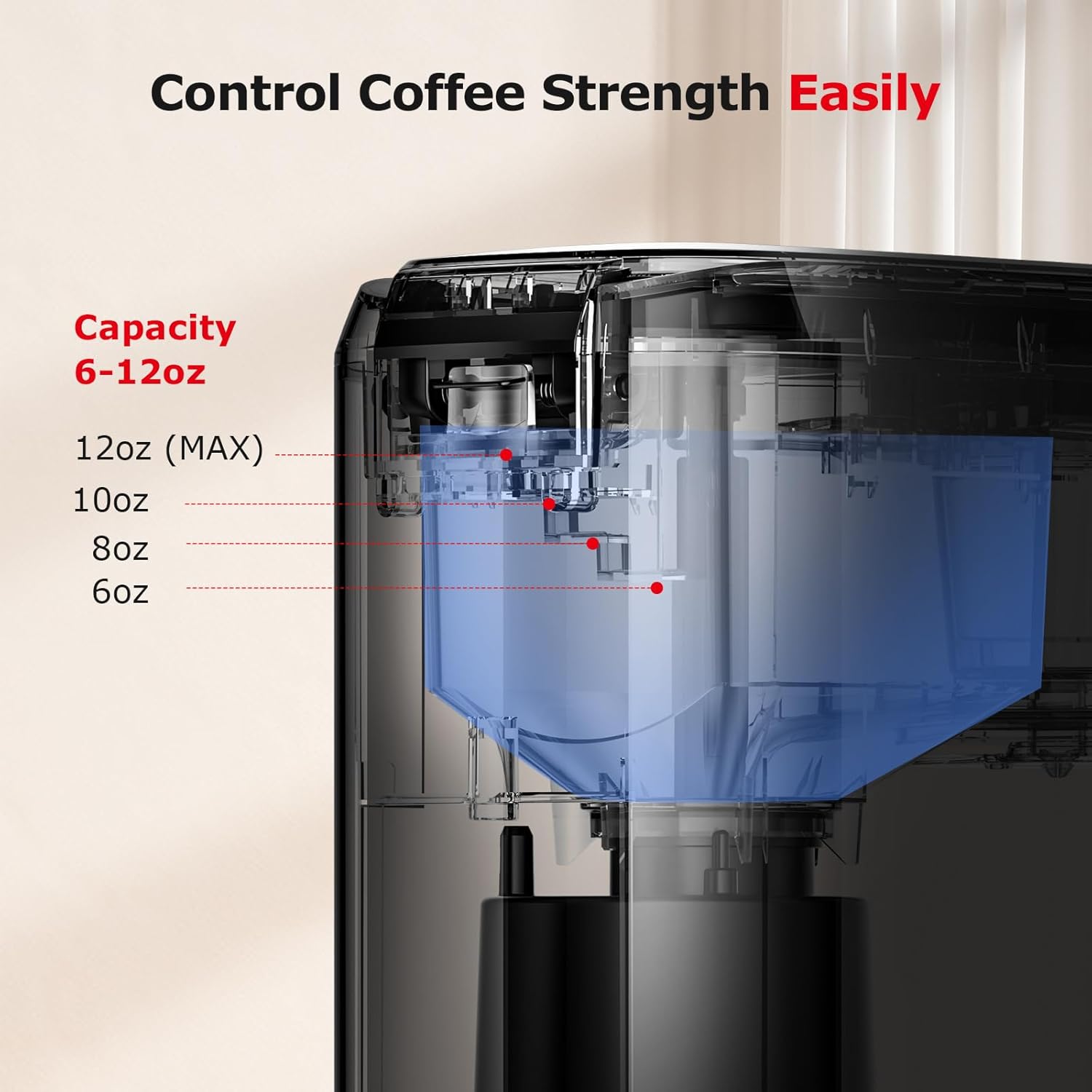 Single Serve Coffee Maker for K Cup Capsule, Fast Brewing, 6 to 12oz I65935