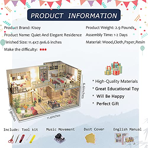Dollhouse Miniature with Furniture Kit, Handmade Chinese Style Loft DIY House Model P718946