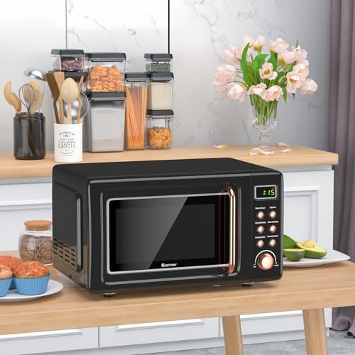 Retro Microwave Oven, 0.7 Cu.ft, 700-Watt, Countertop with Glass Turntable, Green E403353