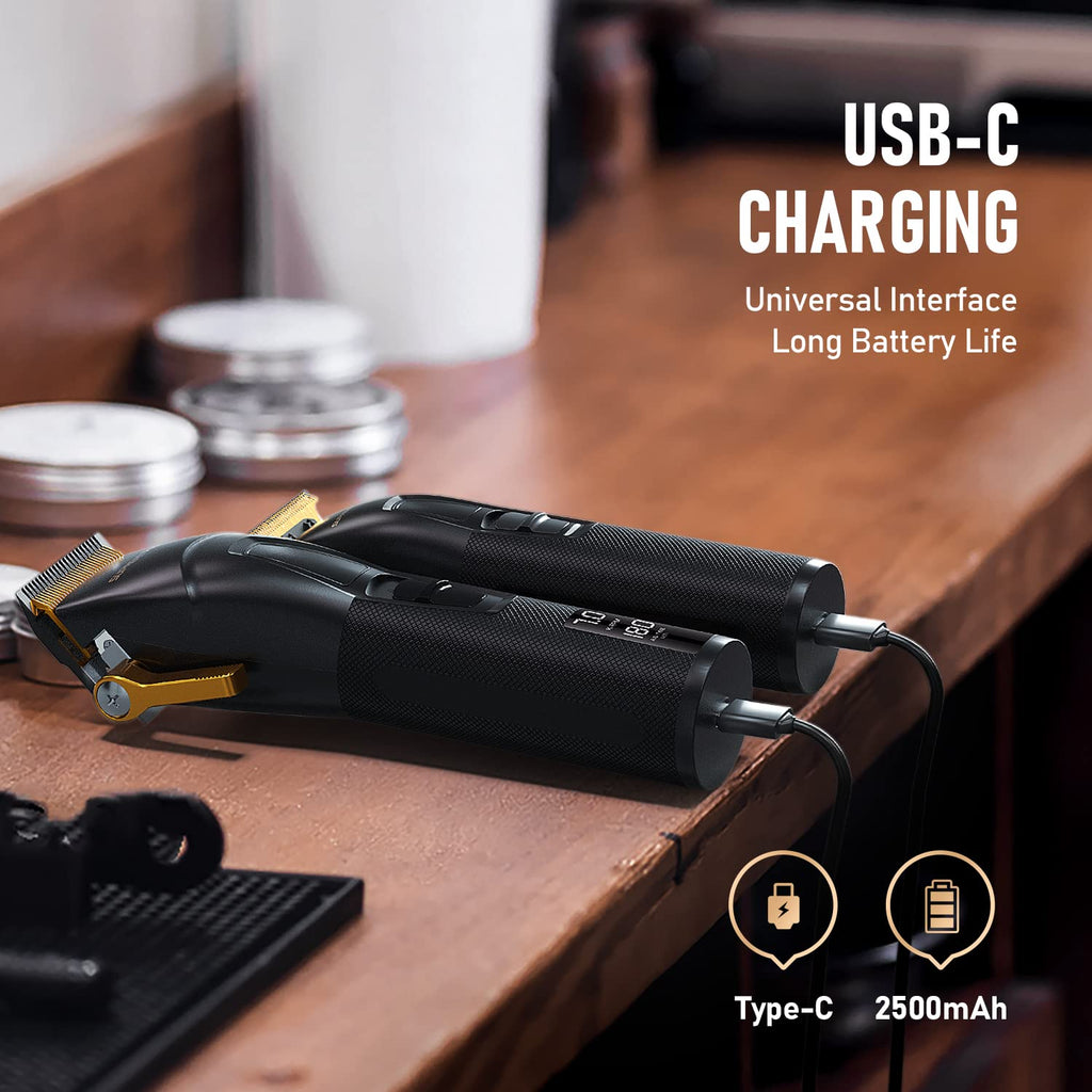 Hair Clippers for Men, USB-C Rechargeable Cordless Barber Trimmer with LED Display S937