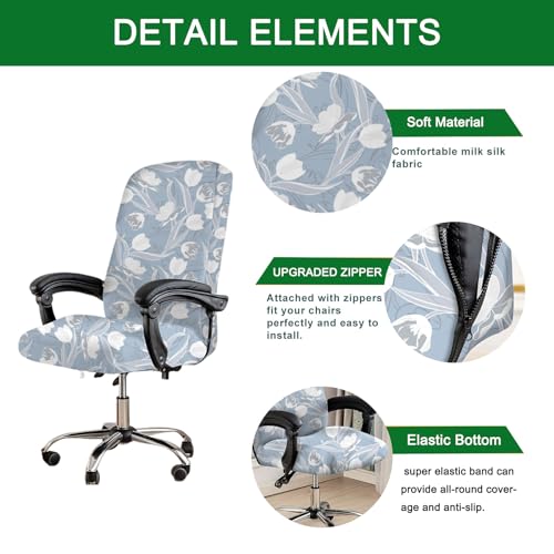 Stretch Office Chair Cover with Zipper, Universal Desk Chair Slipcover B18004