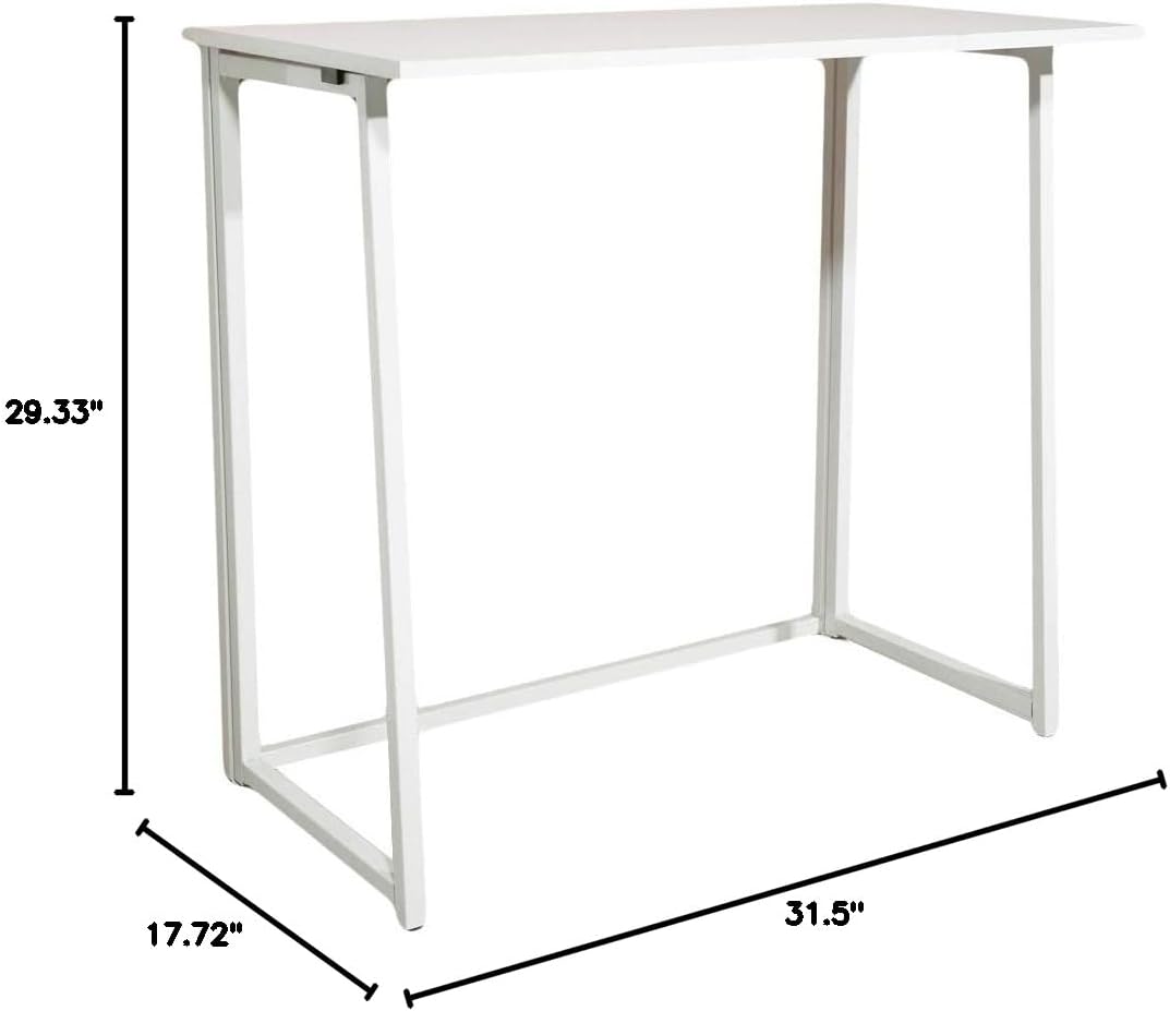 Collapsible Computer Desk White Portable Folding Workstation U963473