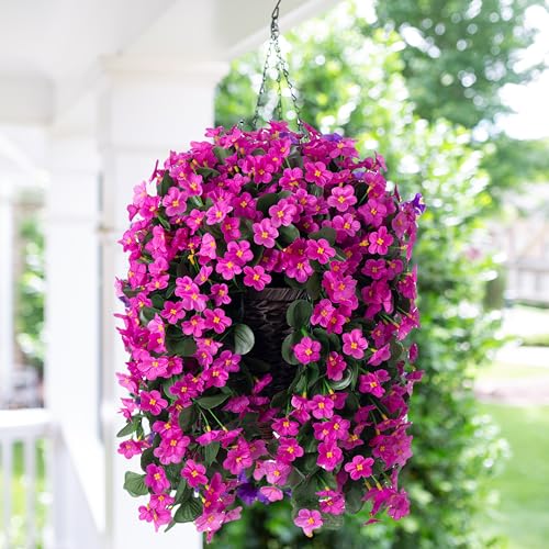 Faux Silk Hanging Flower Basket for Outdoor Porch Patio Decor E6149