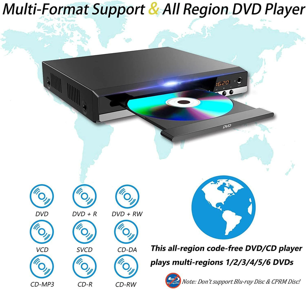 DVD Player for TV with Remote, 1080P HD, HDMI & USB Input K7012