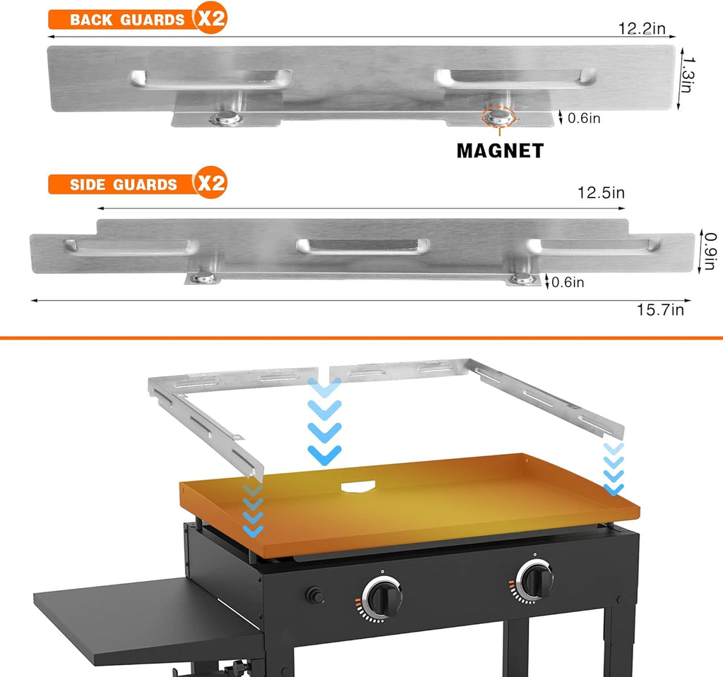 Wind Guard for 28 Inch Griddle, Magnetic Stainless Steel Wind Screen L8775