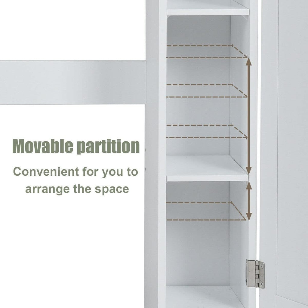 Freestanding Over The Toilet Cabinet with 2 Side Doors, White Y661
