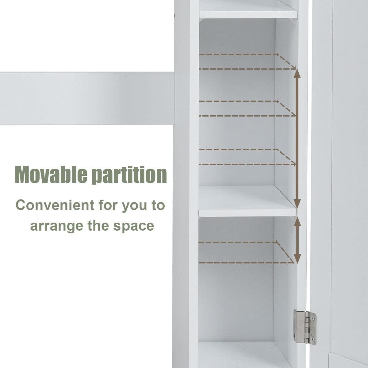 Freestanding Over The Toilet Cabinet with 2 Side Doors, White Y661