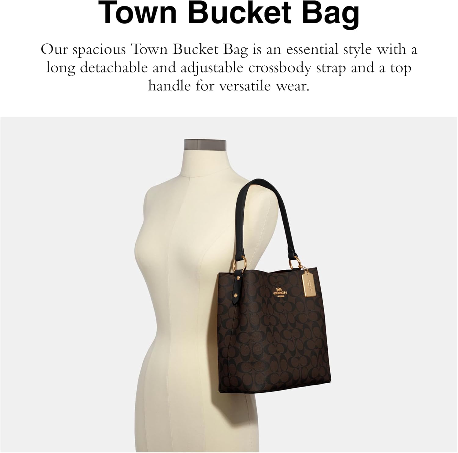 Town Bucket Bag, Brown Black V4263
