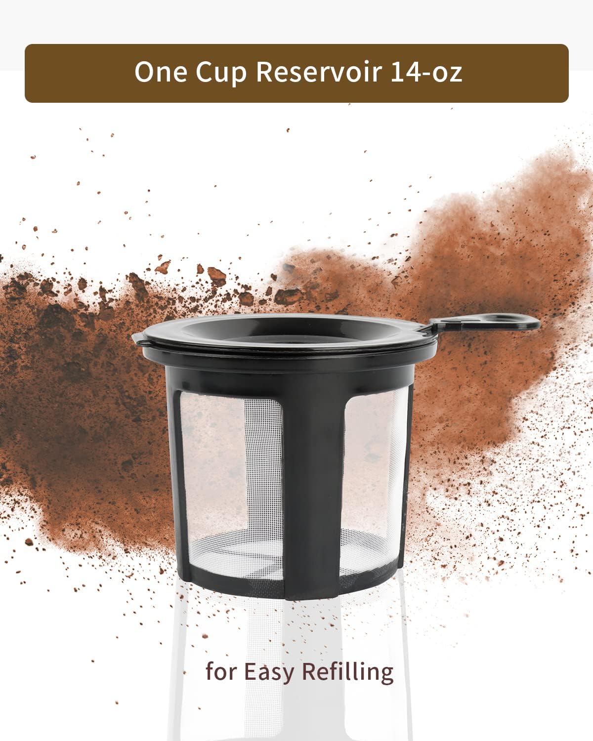 Single Serve Coffee Maker for K Cup Pods & Ground Coffee, Mini Brewer with Reusable Filter O8404