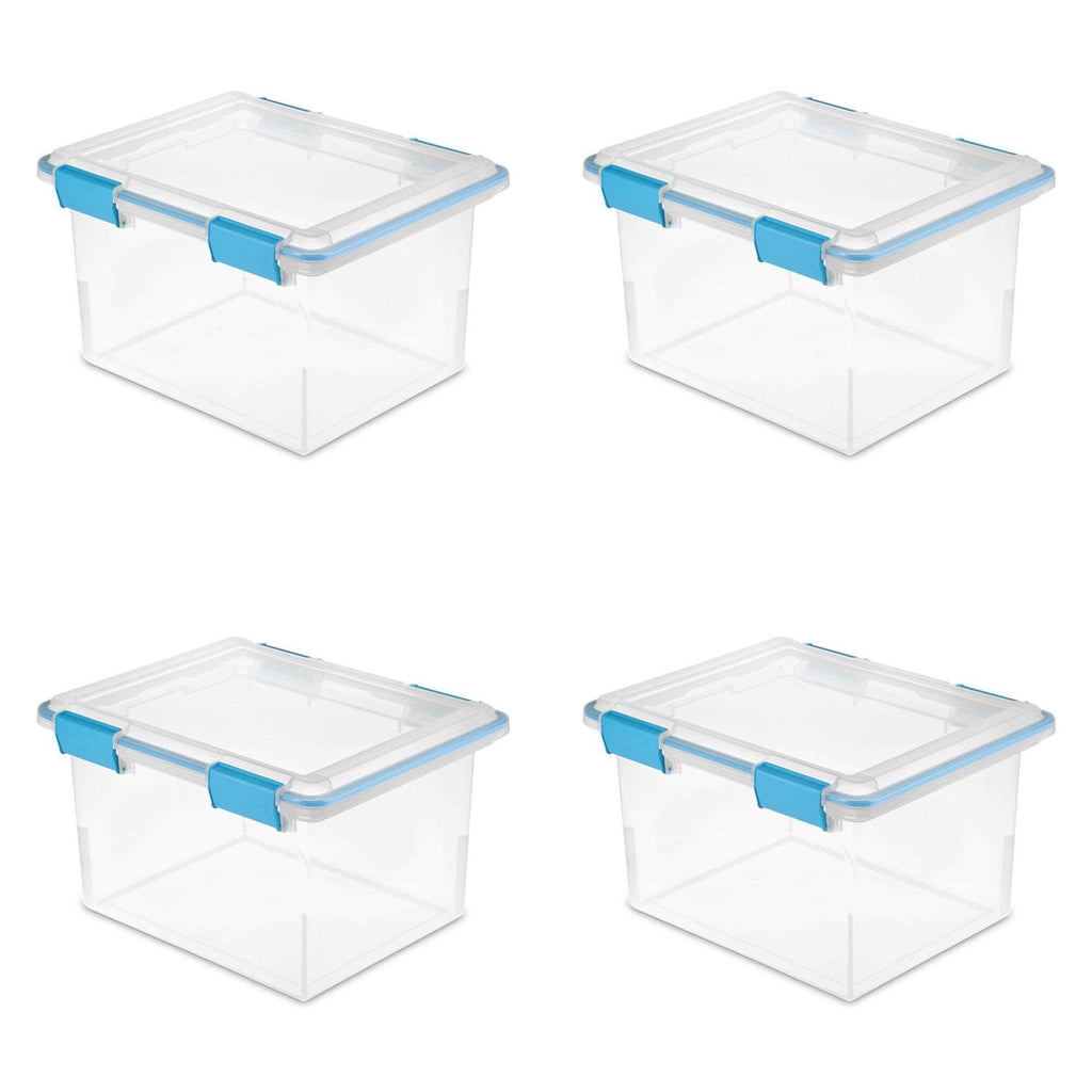 Sterilite 32 Qt Gasket Box Clear Base and Lid Blue Aquarium Set of 4 - Pet Supplies online store