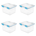Sterilite 32 Qt Gasket Box Clear Base and Lid Blue Aquarium Set of 4 - Pet Supplies online store