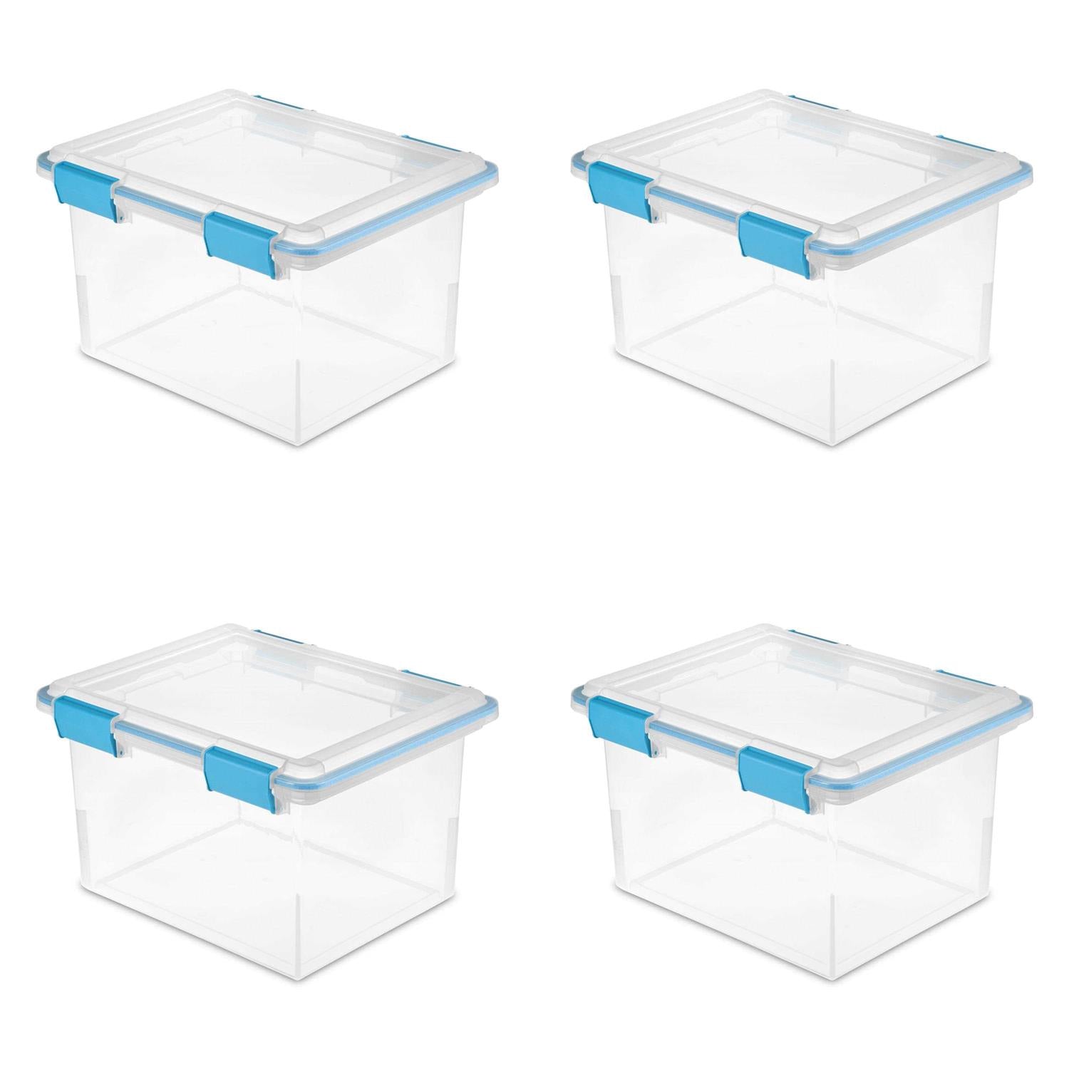 Sterilite 32 Qt Gasket Box Clear Base and Lid Blue Aquarium Set of 4 - Pet Supplies online store