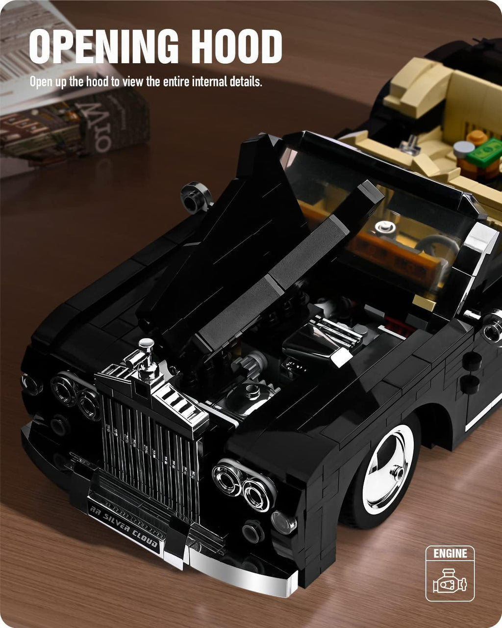 Retro Sports Car Model Building Blocks Set, 1:14 Scale Collectible Toy T12774
