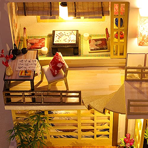 Dollhouse Miniature with Furniture Kit, Handmade Chinese Style Loft DIY House Model P718946