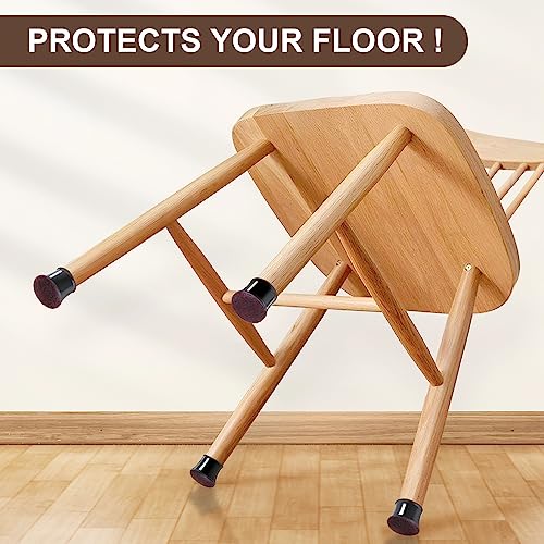 Chair Leg Floor Protectors for Hardwood Floors, Clear Rubber Furniture Sliders with Felt E124