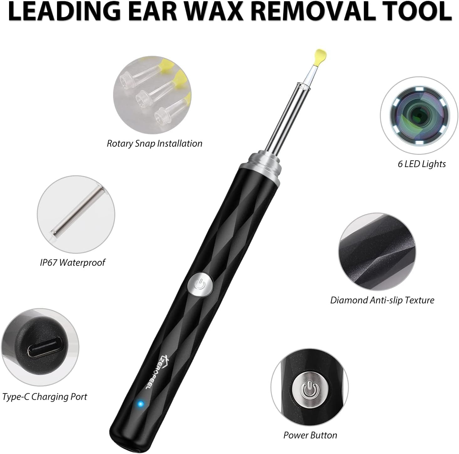 Ear Wax Removal Tool with 1296P Camera, 6 LED Lights and WiFi N8884